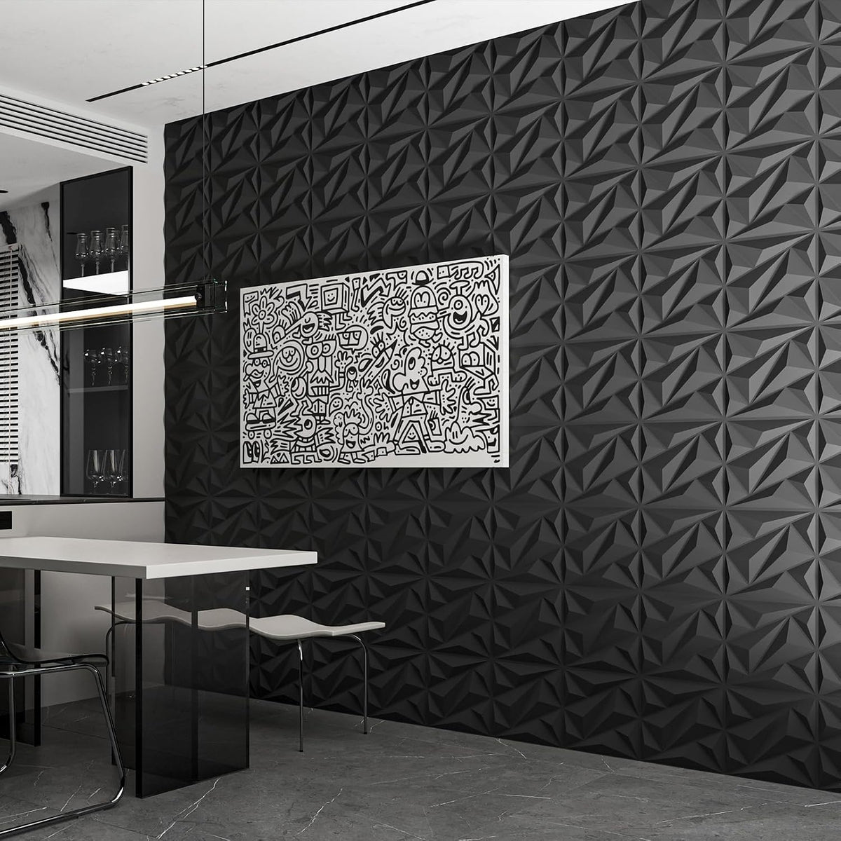 Art3d Diamond Black 3D Wall Panels — 33 Pack · supplier photo 5